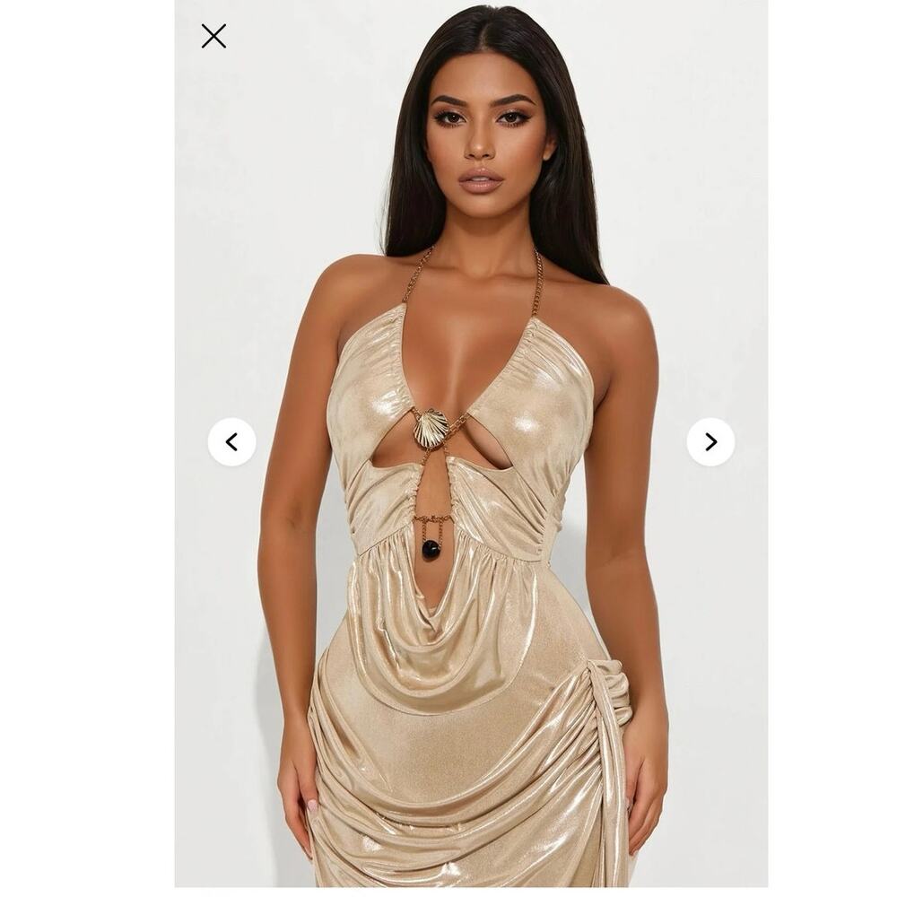 Drapped Metallic Maxi Dress - Picture 3 of 6